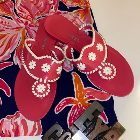 Jack Rogers Pink and White Sandals - Picture 1 of 10